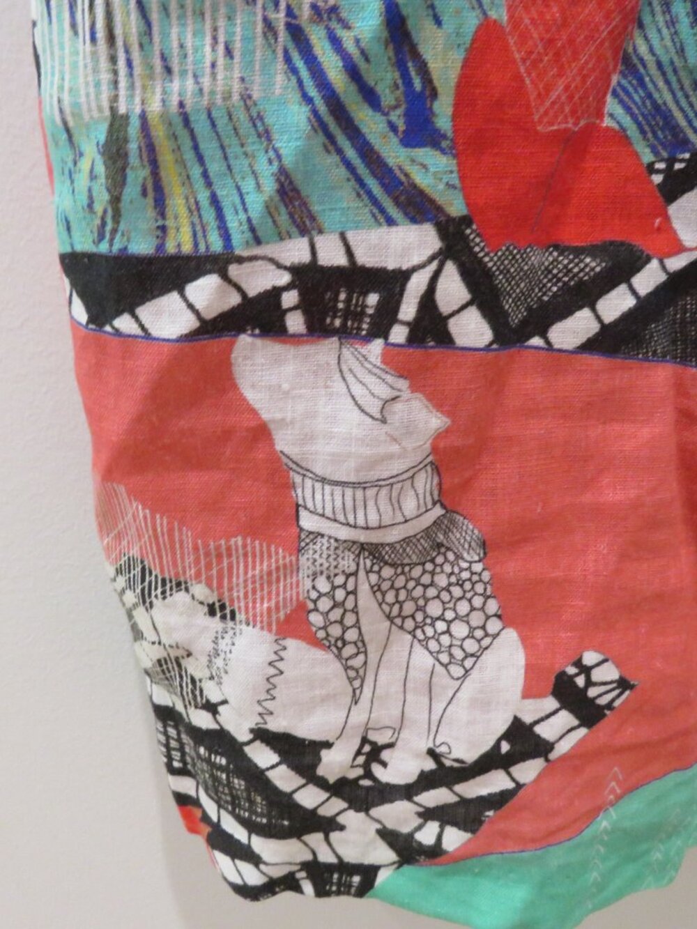 SAVE THE QUEEN 100% Linen Abstract Artsy Dress XL Quirky Lagenlook Avant Garde - Picture 12 of 16